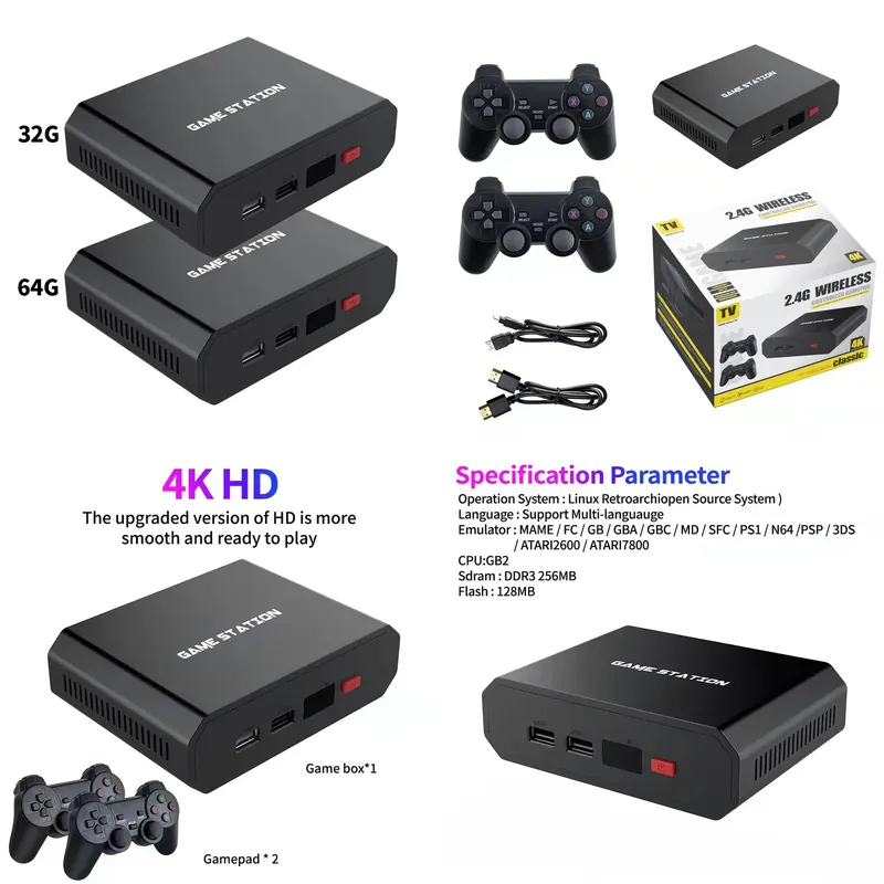 Gaming Console With - M8plus HD Videogame Console Box 2.4G