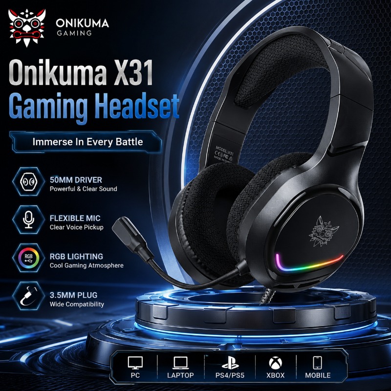 Gaming Console Or Pc - ONIKUMA X31 Gaming Headset 50mm Stereo